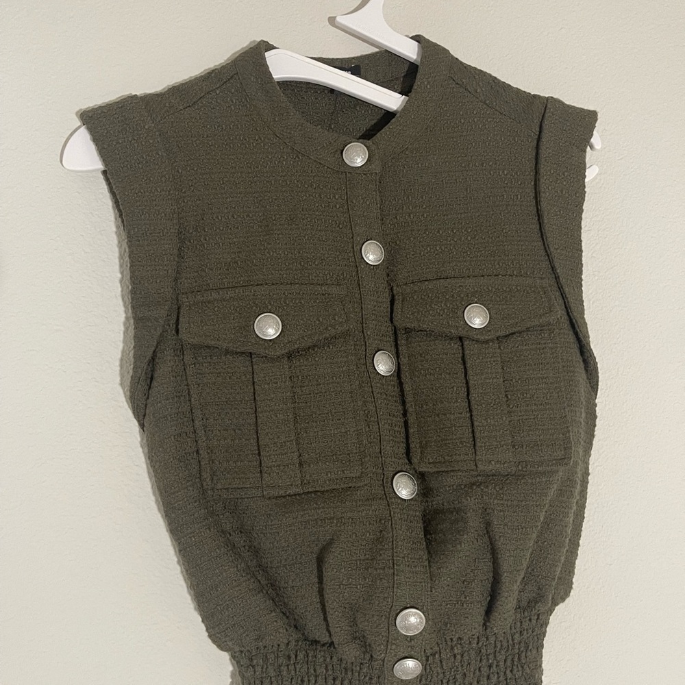 Express Olive Sleeveless Blouse